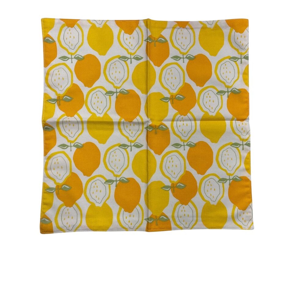 Set Of 7 Alexander Henry Juicy Lemon Napkins 13"x13" Cotton Square - Picture 7 of 10